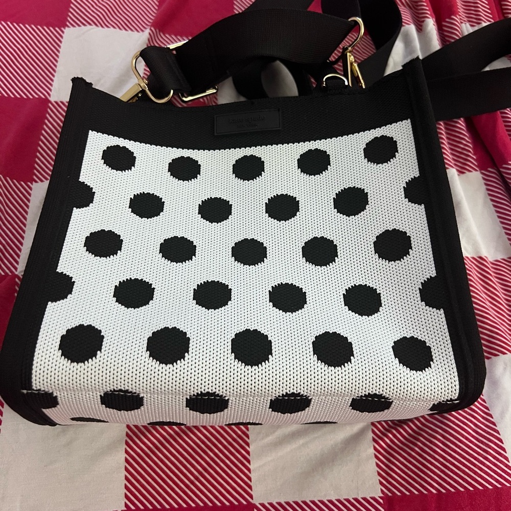 Elegant Black and White Polka Dot Shoulder Bag
